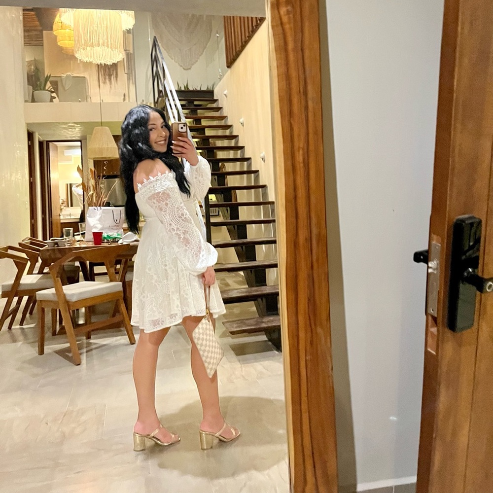 Double Crazy White Off Shoulder Dress